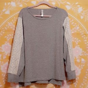 Flora Nikrooz Grey XXL Sweater Lace Arm Accents